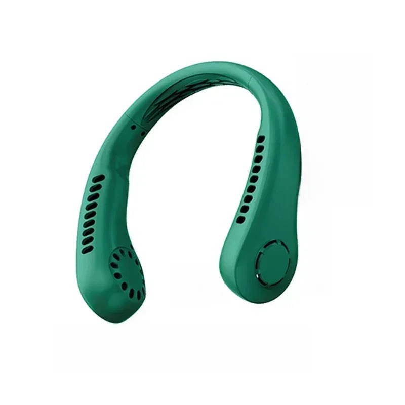 Mini neck less fan, long-lasting silent portable device, USB charging, digital screen, 5-speed
