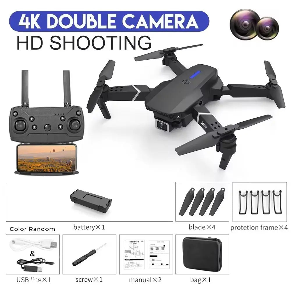 Foldable Mini E99Pro RC Helicopter with 5G WiFi FPV 4K Dual HD Camera Height Hold Wide Angle Professional Drone