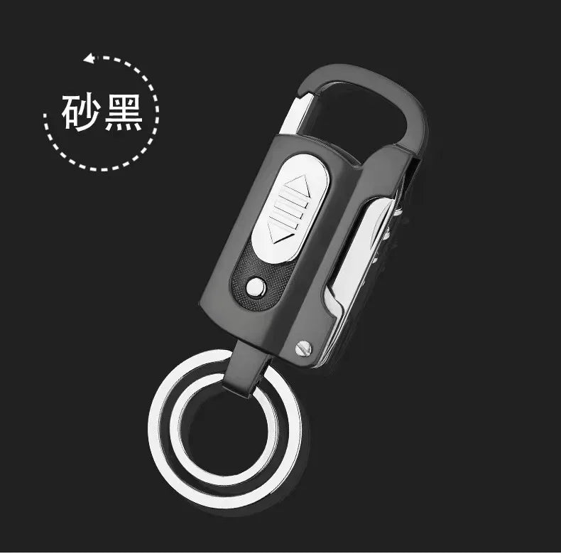 Multifunctional Electronic Lighter Keychain Wine Opener Knife Flashlight Slotted Screwdriver Metal Windproof Lighter Gadget