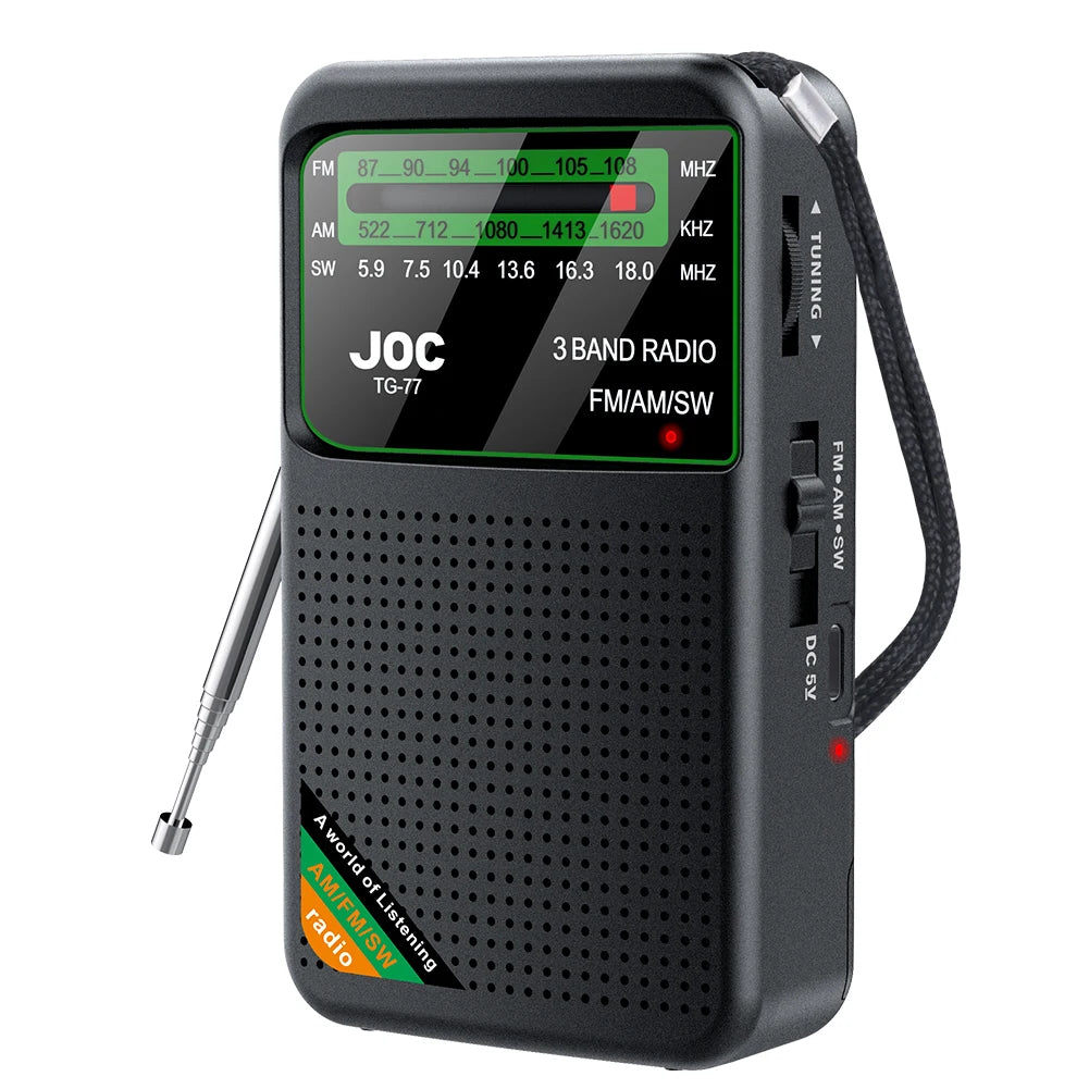 Portable Mini Full Band Radio FM AM SW Radio Built-in Speaker Battery Operated Radio for Indoor Outdoor Walk Jogging Gym Camping