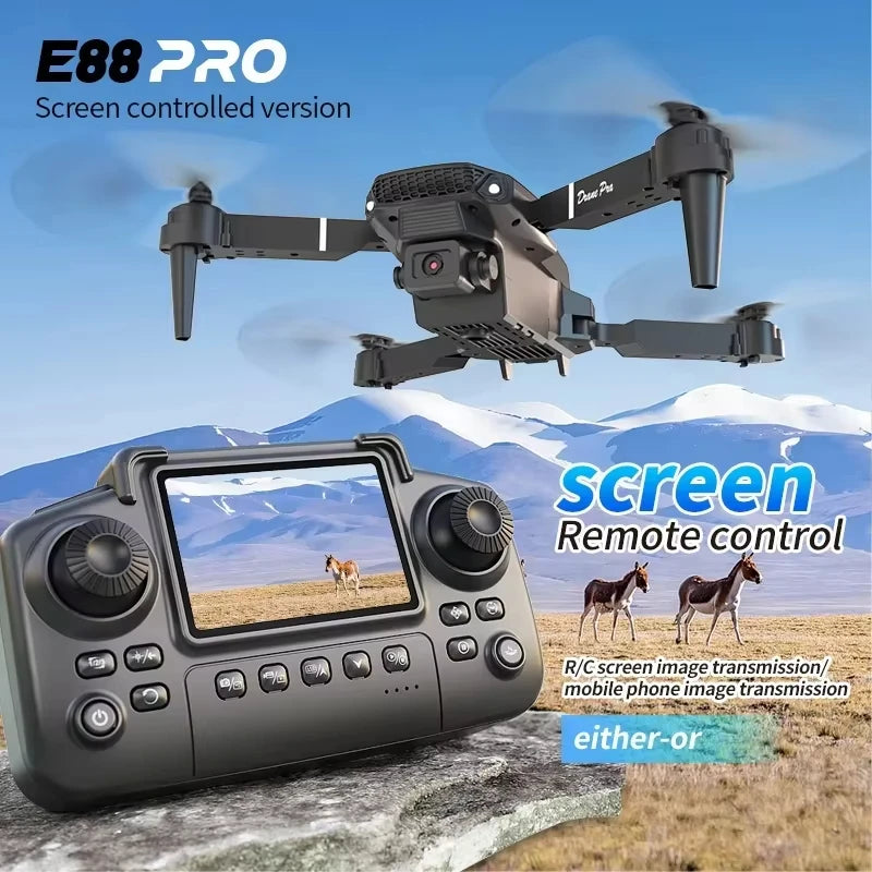 New E88 Brushless Drone Dual HD Cameras WiFi FPV Foldable Arms Night Navigation Light Remote Control RC Quadcopter Photography