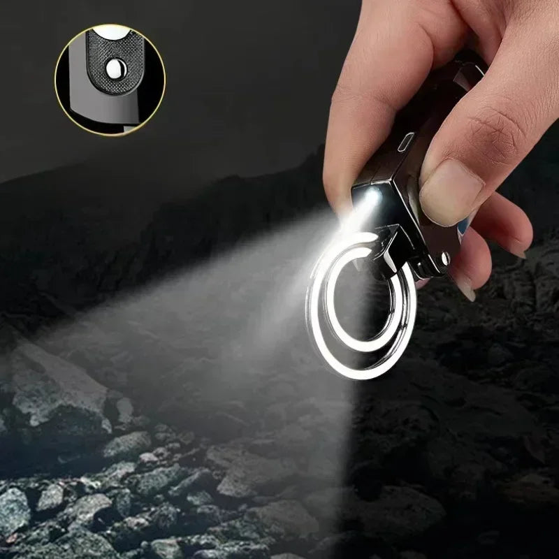 Multifunctional Electronic Lighter Keychain Wine Opener Knife Flashlight Slotted Screwdriver Metal Windproof Lighter Gadget
