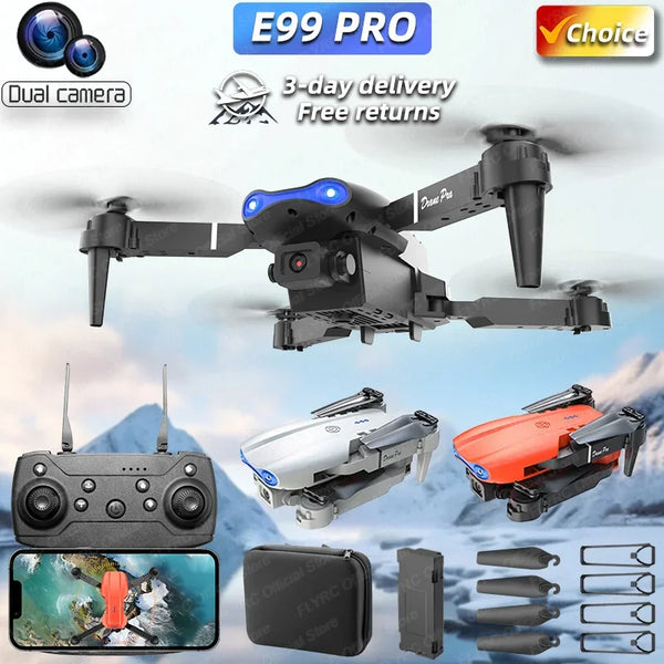 Foldable Mini E99Pro RC Helicopter with 5G WiFi FPV 4K Dual HD Camera Height Hold Wide Angle Professional Drone