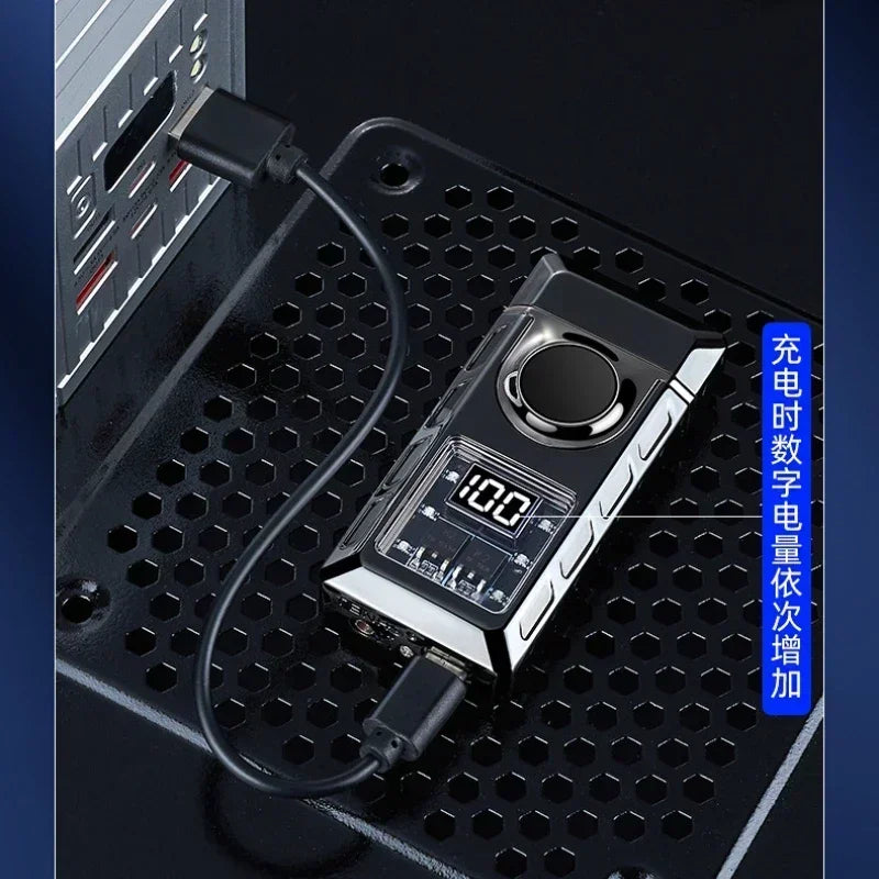 2025 Hot Sales New Electronic Pulse Cigarette Lighter Gas and Electric Digital Display Double Arc Windproof Butane Gas Lighter