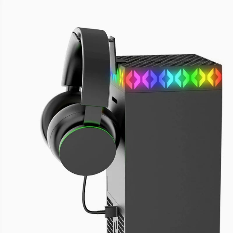 Suitable for Xbox Series X game console intelligent temperature control cooling fan with RGB lights headphone hook
