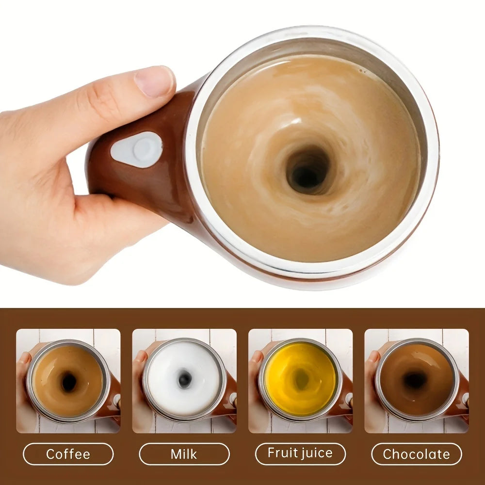380ml Automatic Mixing Cup with Magnetic Rotary Base, 304 stainless steel liner, Large Capacity Battery Operated Travel Coffee C