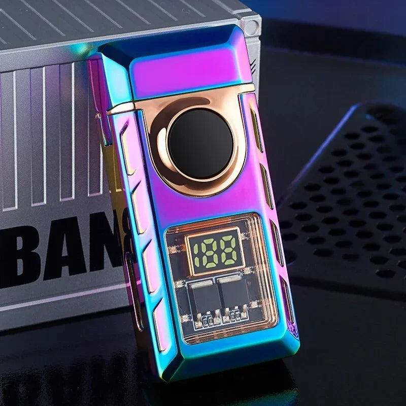2025 Hot Sales New Electronic Pulse Cigarette Lighter Gas and Electric Digital Display Double Arc Windproof Butane Gas Lighter