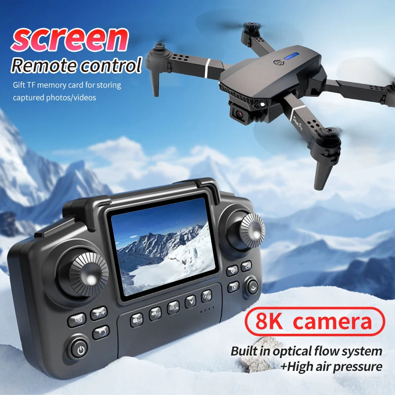 E88Pro RC Drone 8K Professinal With 1080P Wide Angle HD Camera Screen Control Foldable Helicopter WIFI FPV Height Hold Gift Toys