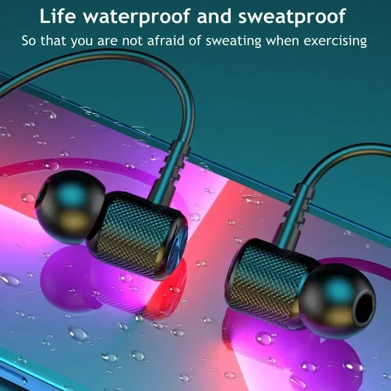 2025 New  Hifi 12D Stereo Sports Headset Halter Waterproof Magnetic Earbuds Wireless Headphones Bluetooth 5.0 Neckband Earphones