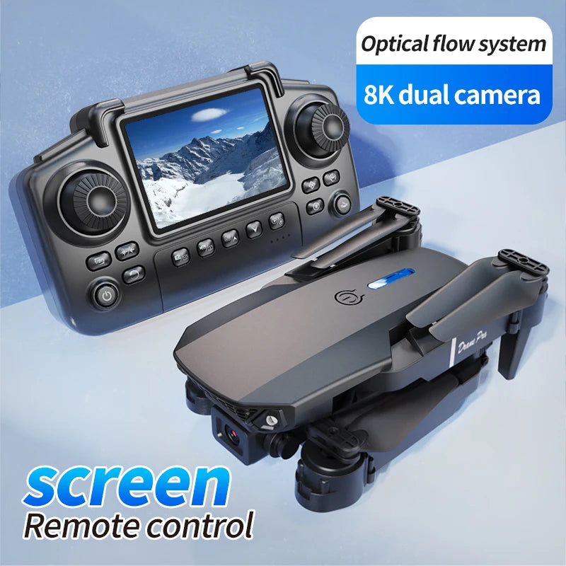E88Pro RC Drone 8K Professinal With 1080P Wide Angle HD Camera Screen Control Foldable Helicopter WIFI FPV Height Hold Gift Toys