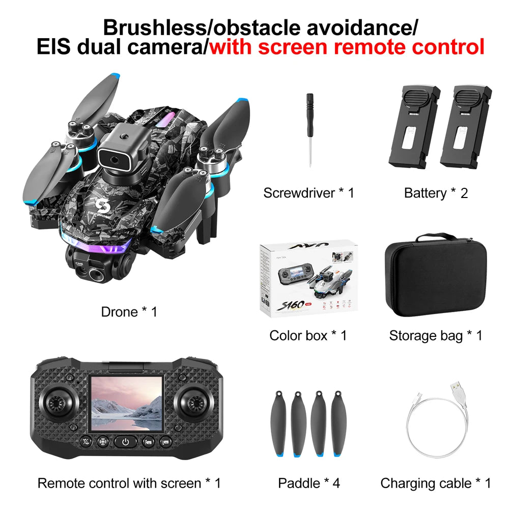 Professional 4K Drone S160 HD Dual Camera FPV WIFI Aircraft Quadcopte Obstacle Avoidance Height Hold Remote Control RC Drone