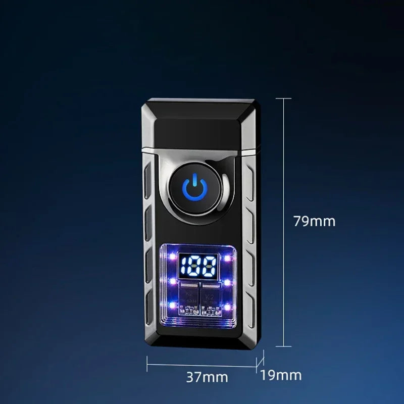 2025 Hot Sales New Electronic Pulse Cigarette Lighter Gas and Electric Digital Display Double Arc Windproof Butane Gas Lighter