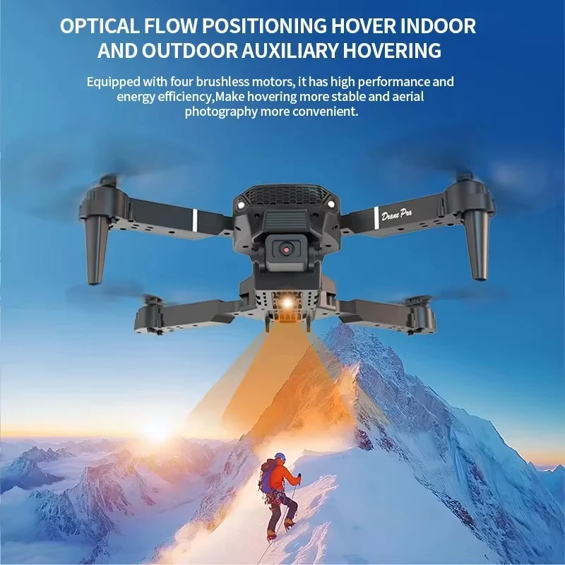 New E88 Brushless Drone Dual HD Cameras WiFi FPV Foldable Arms Night Navigation Light Remote Control RC Quadcopter Photography
