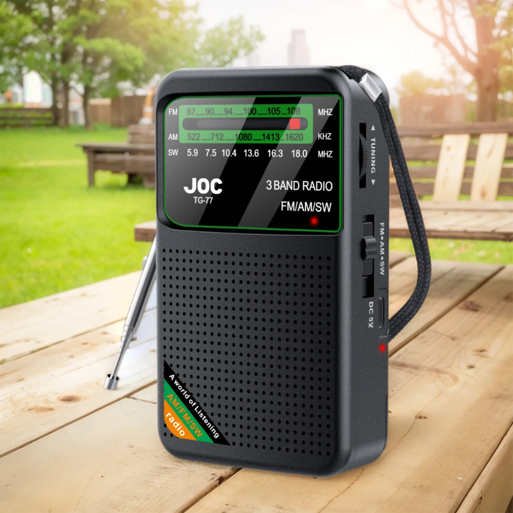 Portable Mini Full Band Radio FM AM SW Radio Built-in Speaker Battery Operated Radio for Indoor Outdoor Walk Jogging Gym Camping
