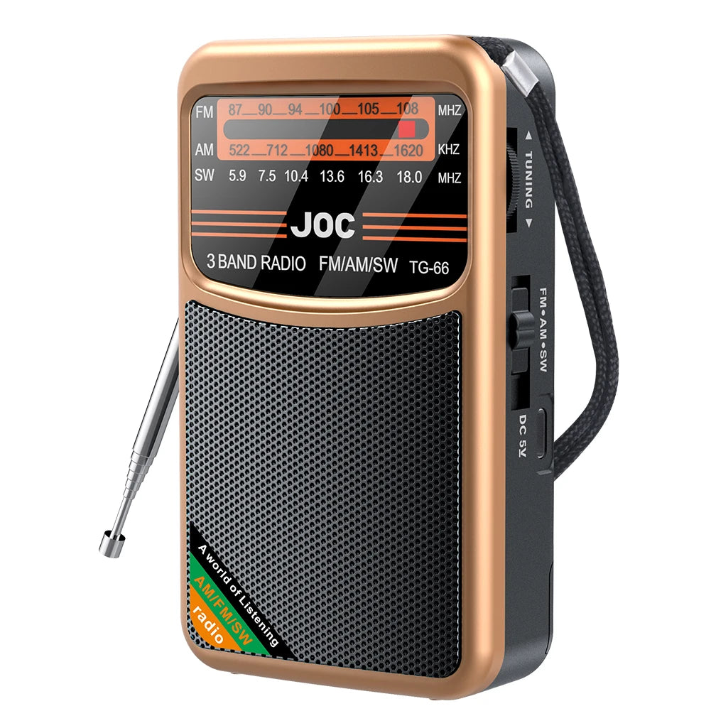 Portable Mini Full Band Radio FM AM SW Radio Built-in Speaker Battery Operated Radio for Indoor Outdoor Walk Jogging Gym Camping