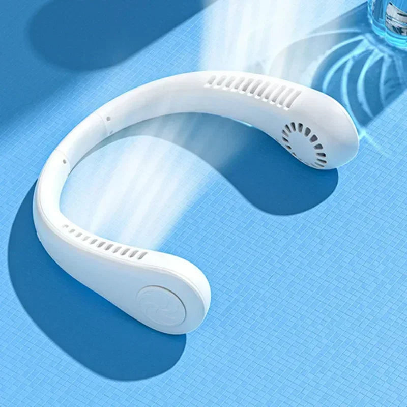 Mini neck less fan, long-lasting silent portable device, USB charging, digital screen, 5-speed