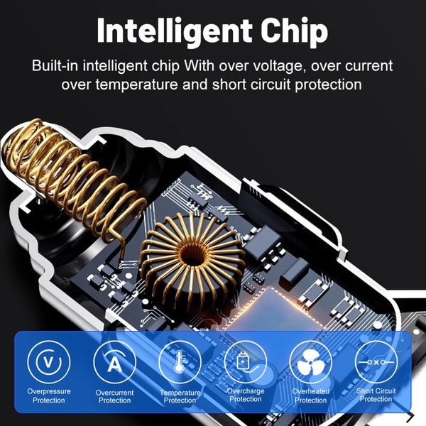 100W 6 Ports USB Car Charger PD QC3.0 Fast Charging Car Lighter Adapter Phone Charger For iPhone Samsung Huawei Xiaomi