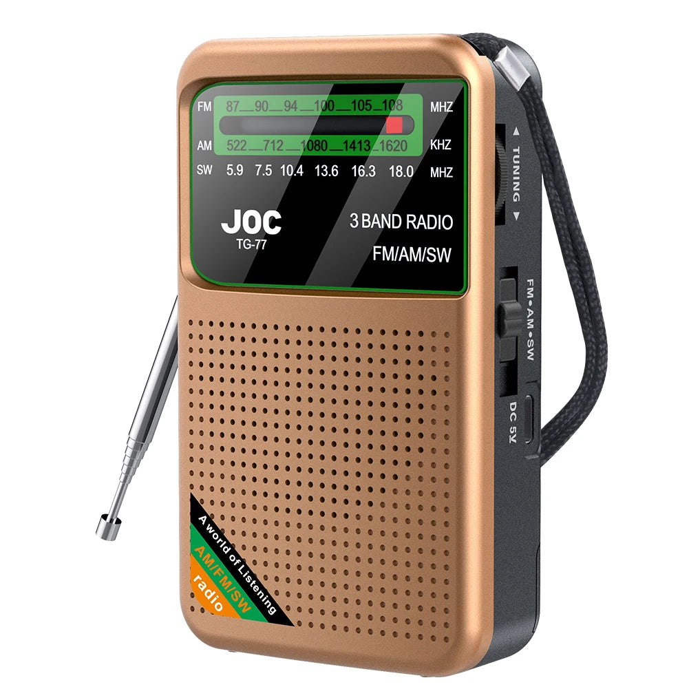 Portable Mini Full Band Radio FM AM SW Radio Built-in Speaker Battery Operated Radio for Indoor Outdoor Walk Jogging Gym Camping