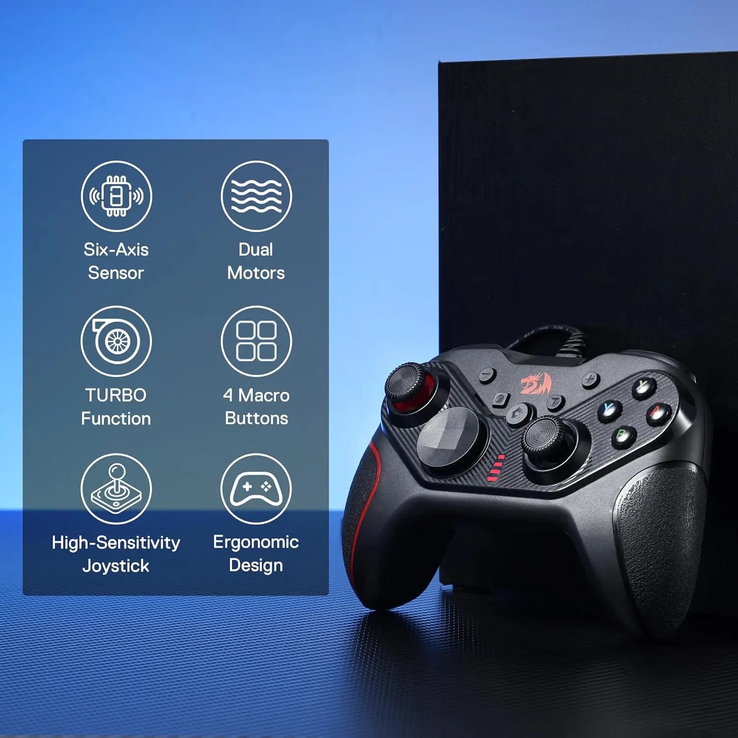 Redragon G710 Wired Dual Vibration Motors Rapid Trigger 4 Programmable Keys Gaming Controller