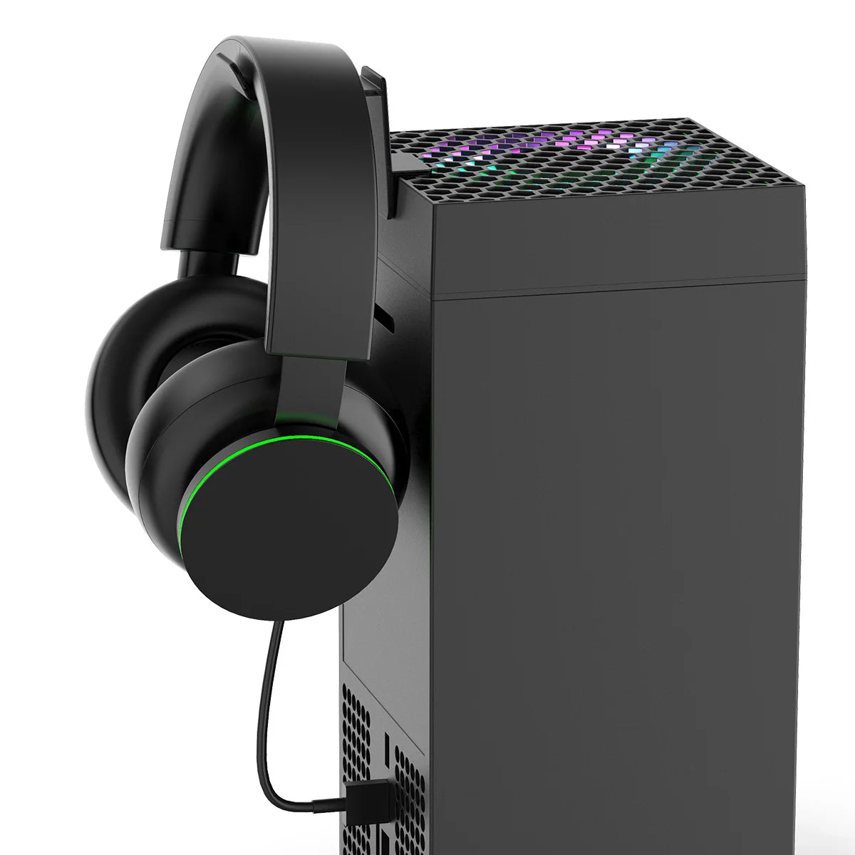 Suitable for Xbox Series X game console intelligent temperature control cooling fan with RGB lights headphone hook
