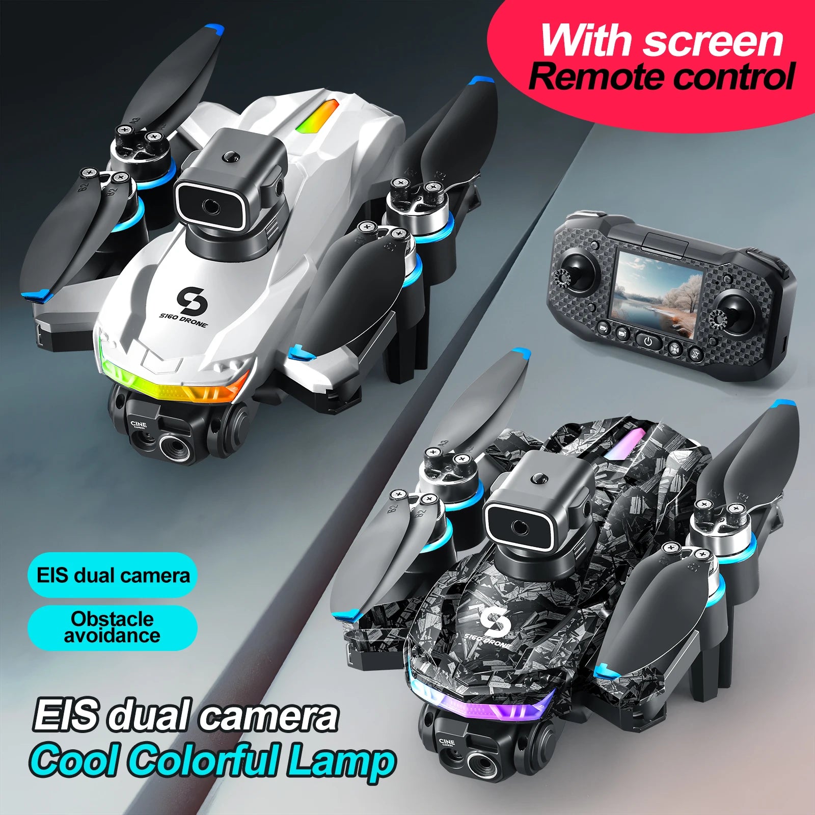 Professional 4K Drone S160 HD Dual Camera FPV WIFI Aircraft Quadcopte Obstacle Avoidance Height Hold Remote Control RC Drone