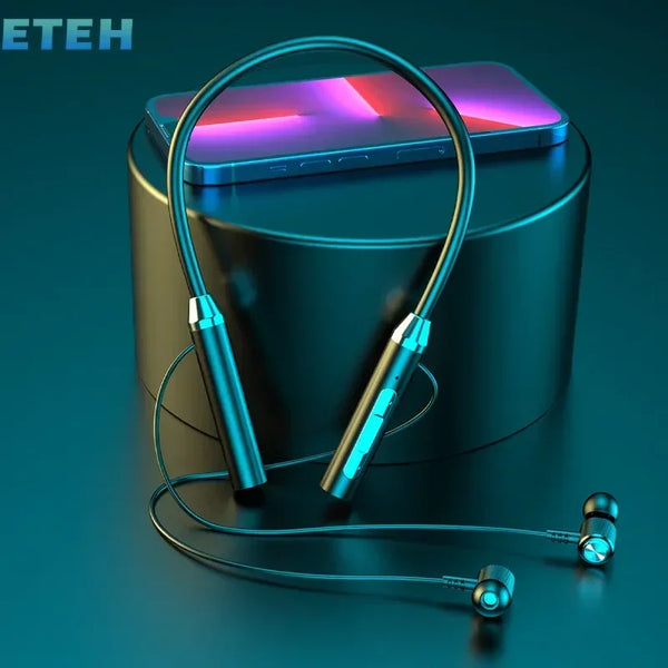 2025 New  Hifi 12D Stereo Sports Headset Halter Waterproof Magnetic Earbuds Wireless Headphones Bluetooth 5.0 Neckband Earphones