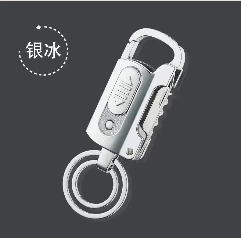 Multifunctional Electronic Lighter Keychain Wine Opener Knife Flashlight Slotted Screwdriver Metal Windproof Lighter Gadget