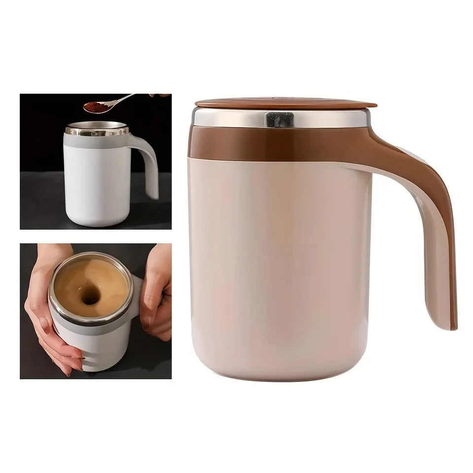 380ml Automatic Mixing Cup with Magnetic Rotary Base, 304 stainless steel liner, Large Capacity Battery Operated Travel Coffee C