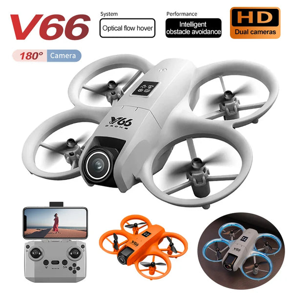 New V66 Mini Drone WIFI FPV Hover 4K Professional HD Camera Pocket Coloful Lights Dron Rc Plane Foldable RC Quadcopter Boy Toys
